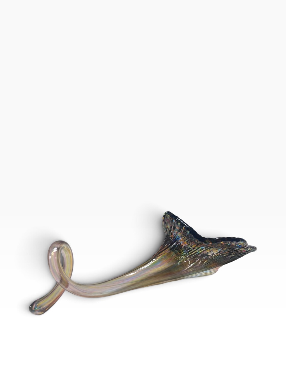 Vintage Artful Iridescent Glass Horn Accent - Multicolor